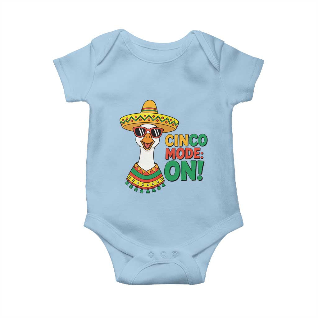 Cinco Mode On Baby Onesie Silly Goose Cinco De Mayo Fiesta TS14 Light Blue Print Your Wear
