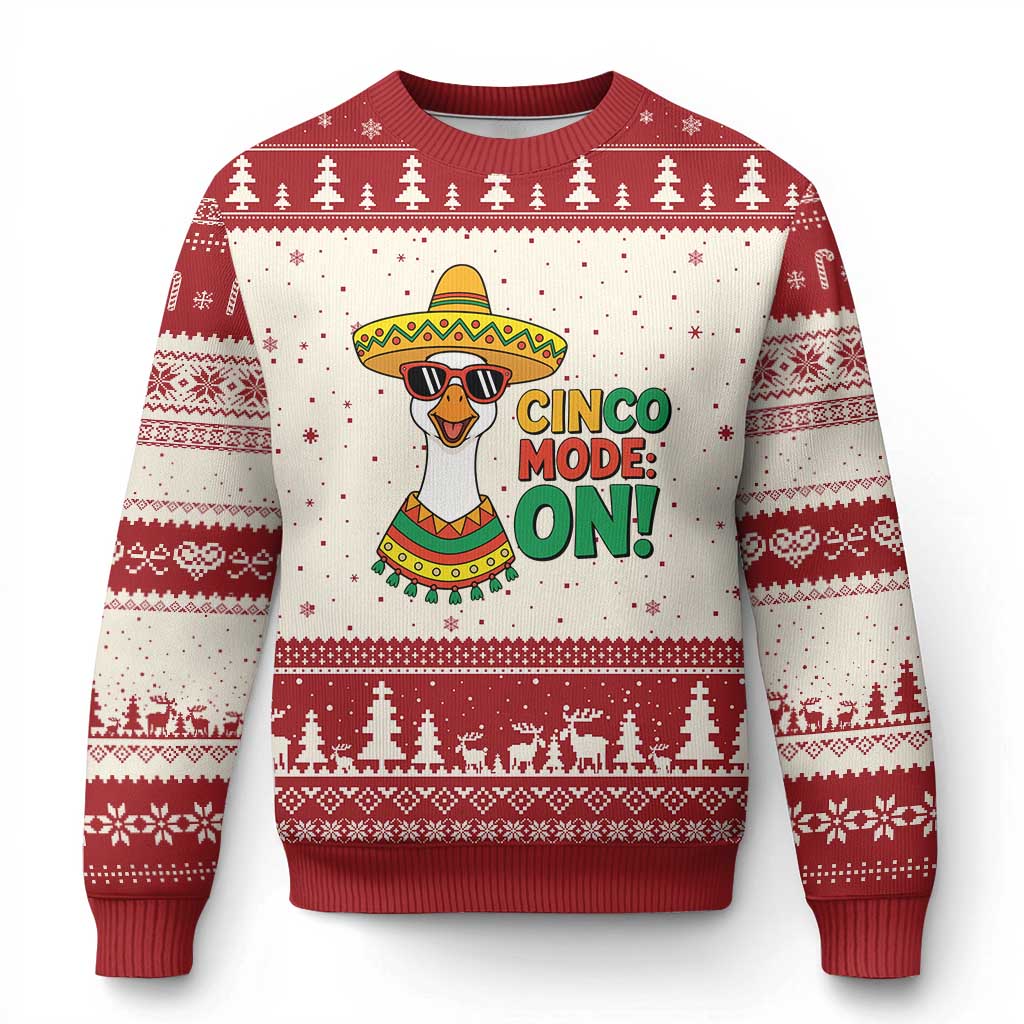 Cinco Mode On Ugly Christmas Sweater Silly Goose Cinco De Mayo Fiesta TS14 Beige Red Print Your Wear
