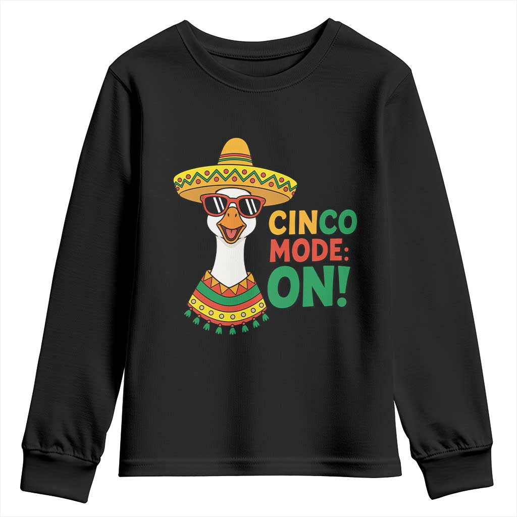 Cinco Mode On Youth Sweatshirt Silly Goose Cinco De Mayo Fiesta TS14 Black Print Your Wear