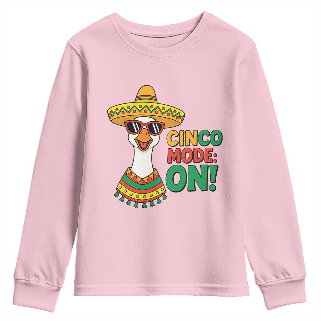 Cinco Mode On Youth Sweatshirt Silly Goose Cinco De Mayo Fiesta TS14 Light Pink Print Your Wear