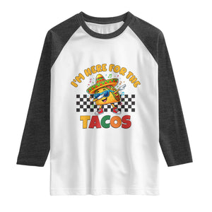 I'm Just Here for the Tacos Raglan Shirt Funny Mexican Food TS14 White Heather Charcoal Print Your Wear