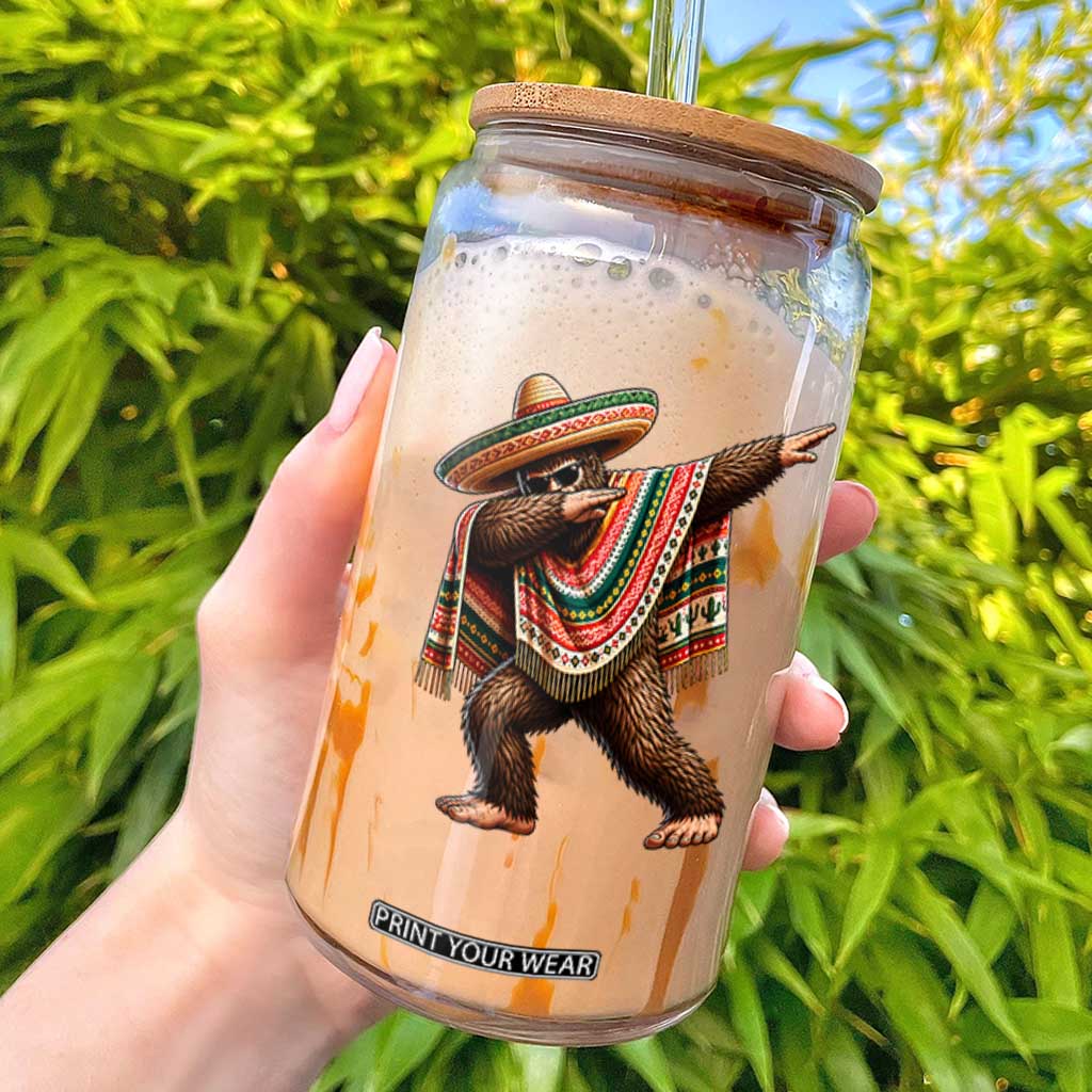 Funny Bigfoot Dabbing Cinco De Mayo Fiesta Glass Can TS14 Black Print Your Wear