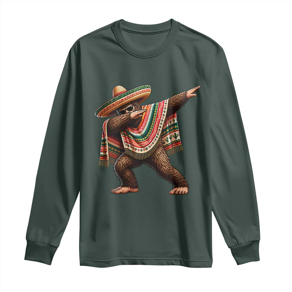 Funny Bigfoot Dabbing Cinco De Mayo Fiesta Long Sleeve Shirt TS14 Dark Forest Green Print Your Wear