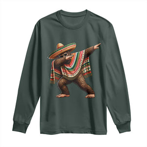 Funny Bigfoot Dabbing Cinco De Mayo Fiesta Long Sleeve Shirt TS14 Dark Forest Green Print Your Wear