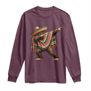 Funny Bigfoot Dabbing Cinco De Mayo Fiesta Long Sleeve Shirt TS14 Maroon Print Your Wear