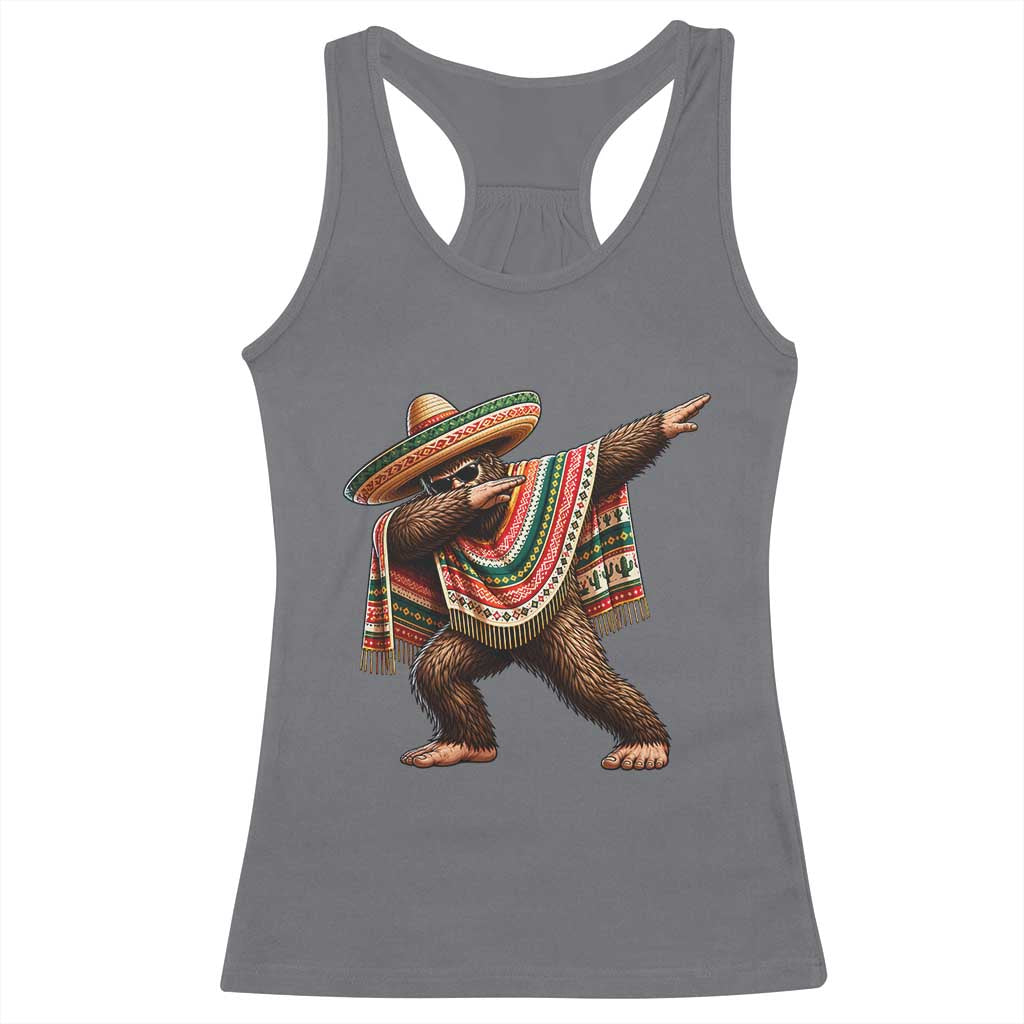 Funny Bigfoot Dabbing Cinco De Mayo Fiesta Racerback Tank Top TS14 Charcoal Print Your Wear