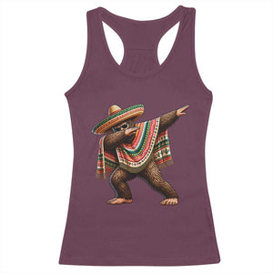 Funny Bigfoot Dabbing Cinco De Mayo Fiesta Racerback Tank Top TS14 Maroon Print Your Wear