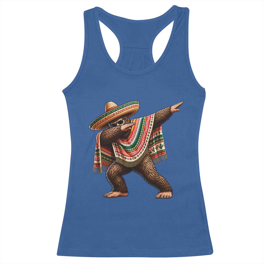 Funny Bigfoot Dabbing Cinco De Mayo Fiesta Racerback Tank Top TS14 Royal Blue Print Your Wear