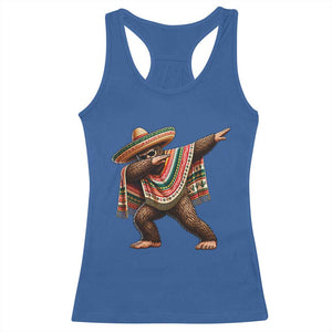 Funny Bigfoot Dabbing Cinco De Mayo Fiesta Racerback Tank Top TS14 Royal Blue Print Your Wear