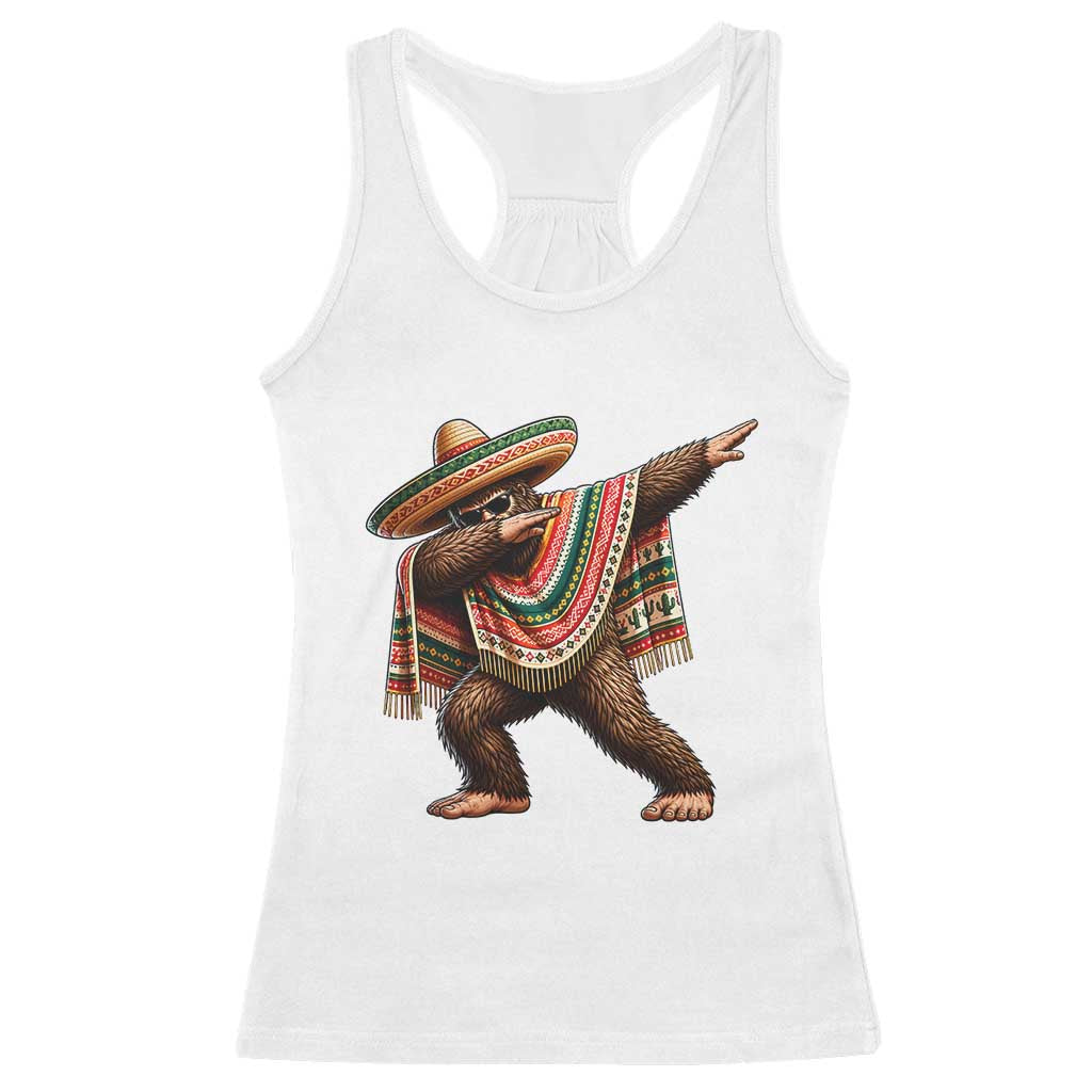 Funny Bigfoot Dabbing Cinco De Mayo Fiesta Racerback Tank Top TS14 White Print Your Wear