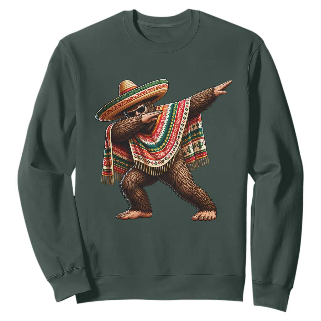 Funny Bigfoot Dabbing Cinco De Mayo Fiesta Sweatshirt TS14 Dark Forest Green Print Your Wear