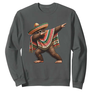 Funny Bigfoot Dabbing Cinco De Mayo Fiesta Sweatshirt TS14 Dark Heather Print Your Wear