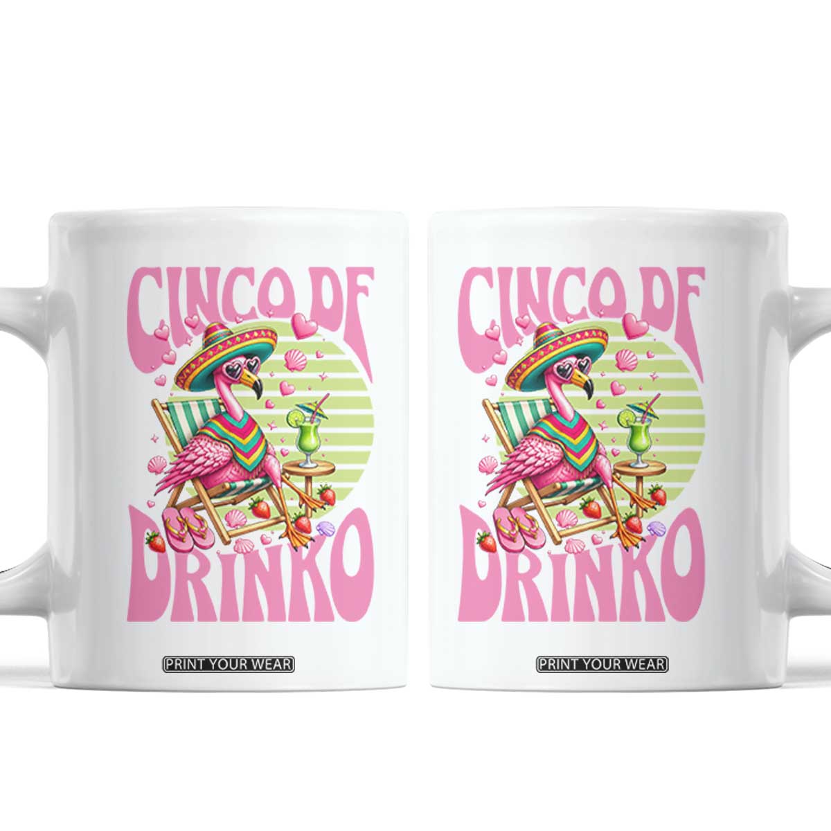 Cinco De Drinko Margarita Coffee Mug Funny Flamingo Fiesta TS14 White Print Your Wear