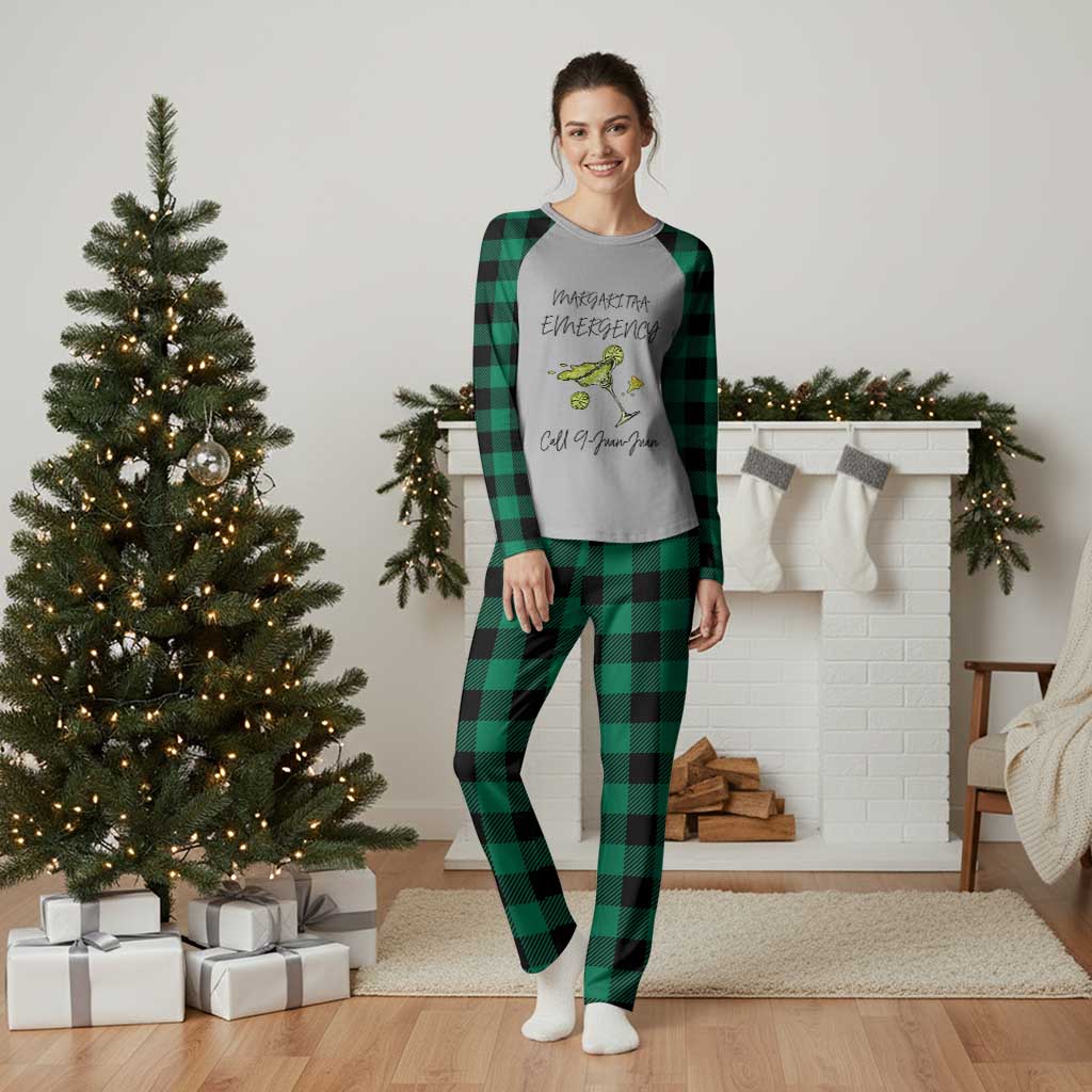 Margarita Emergency Mexican Fiesta Plaid Pajama Set Funny Cinco de Mayo TS14 Green Plaid Print Your Wear