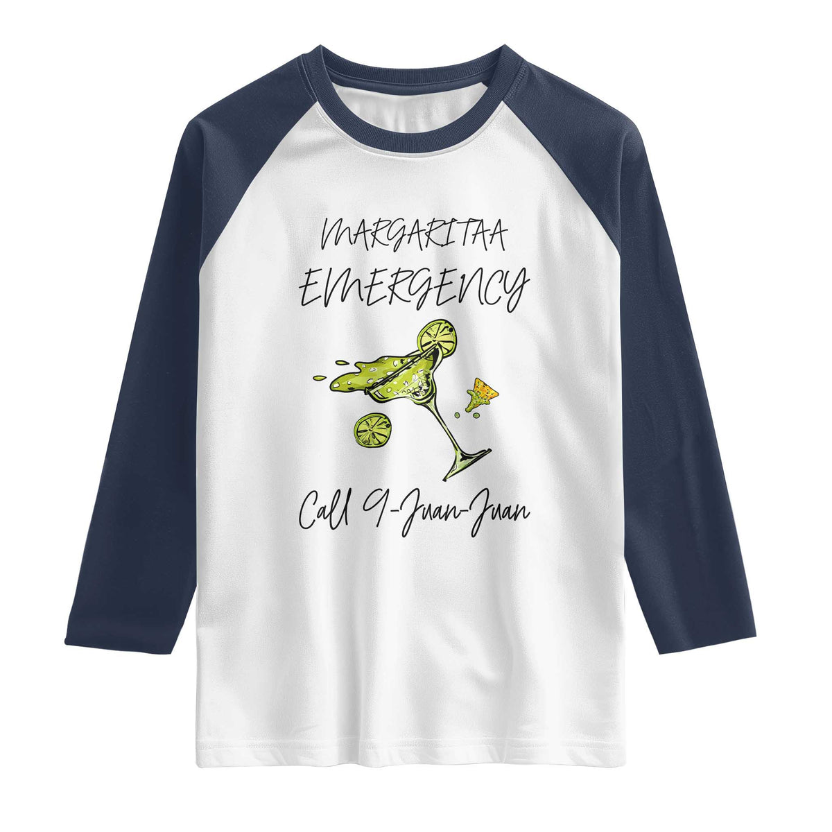 Margarita Emergency Mexican Fiesta Raglan Shirt Funny Cinco de Mayo TS14 White Navy Print Your Wear