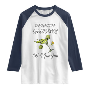 Margarita Emergency Mexican Fiesta Raglan Shirt Funny Cinco de Mayo TS14 White Navy Print Your Wear