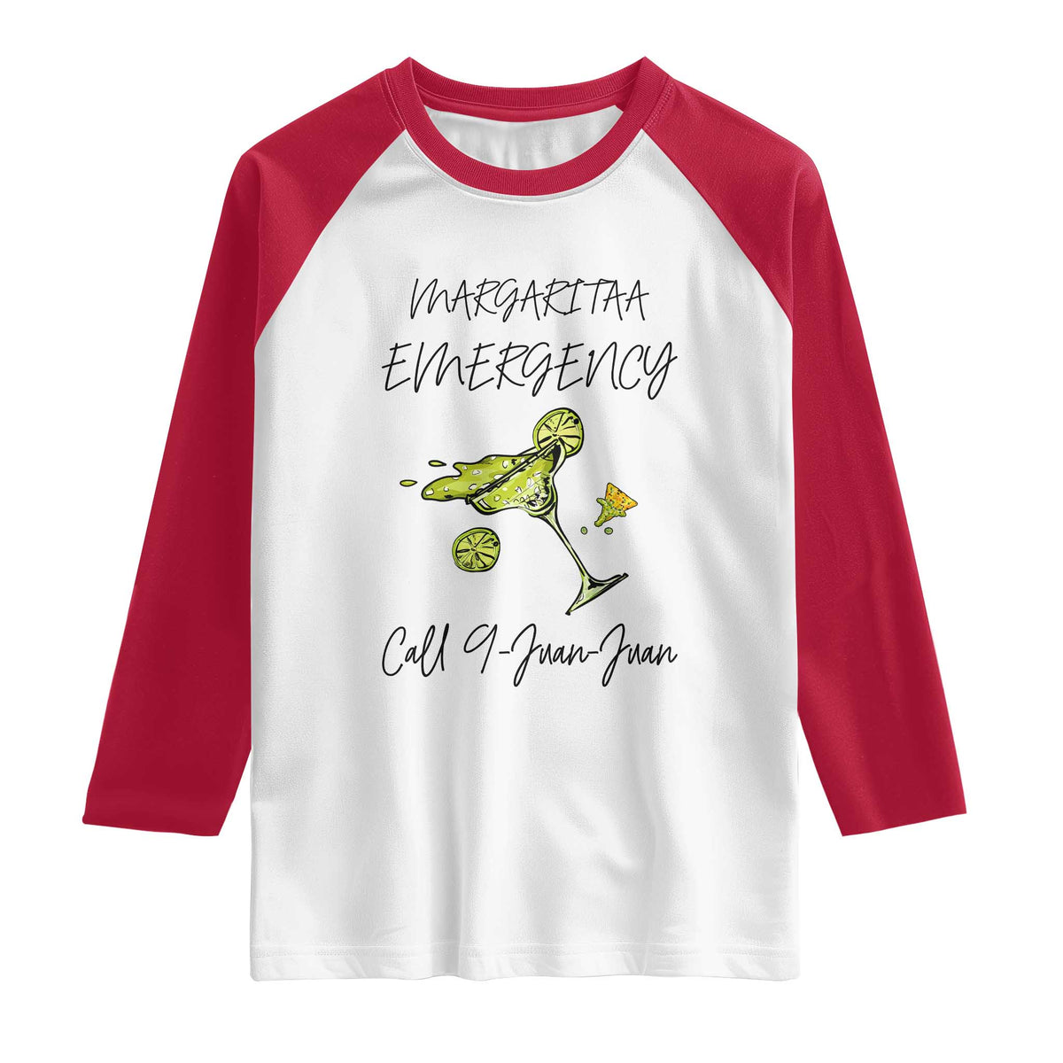 Margarita Emergency Mexican Fiesta Raglan Shirt Funny Cinco de Mayo TS14 White Red Print Your Wear