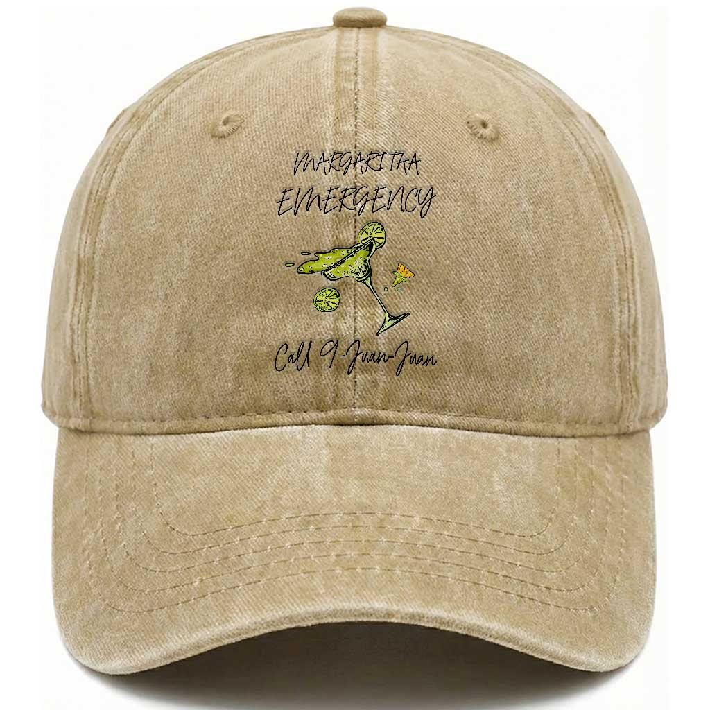 Margarita Emergency Mexican Fiesta Washed Cotton Baseball Cap Funny Cinco de Mayo TS14 Print Your Wear