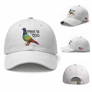 Pride Is Coo Pigeon Baseball Cap Funny LGBTQ Pride Month TS14 Baseball Cap Universal Fit White Print Your Wear