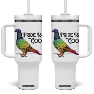 Pride Is Coo Pigeon Tumbler With Handle Funny LGBTQ Pride Month TS14 One Size: 40 oz White Print Your Wear