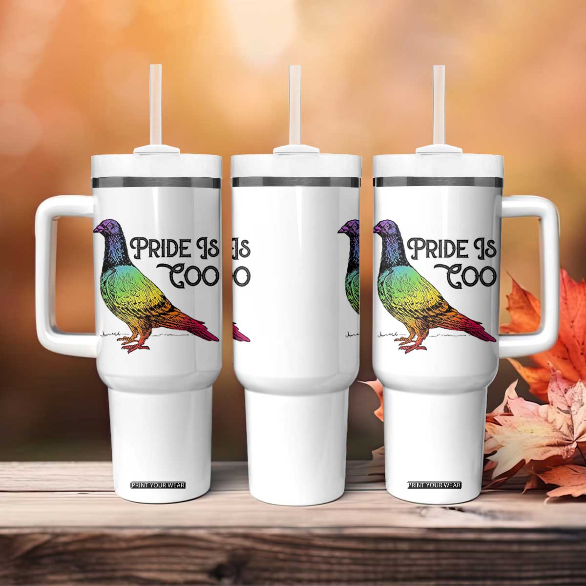 Pride Is Coo Pigeon Tumbler With Handle Funny LGBTQ Pride Month TS14 Print Your Wear