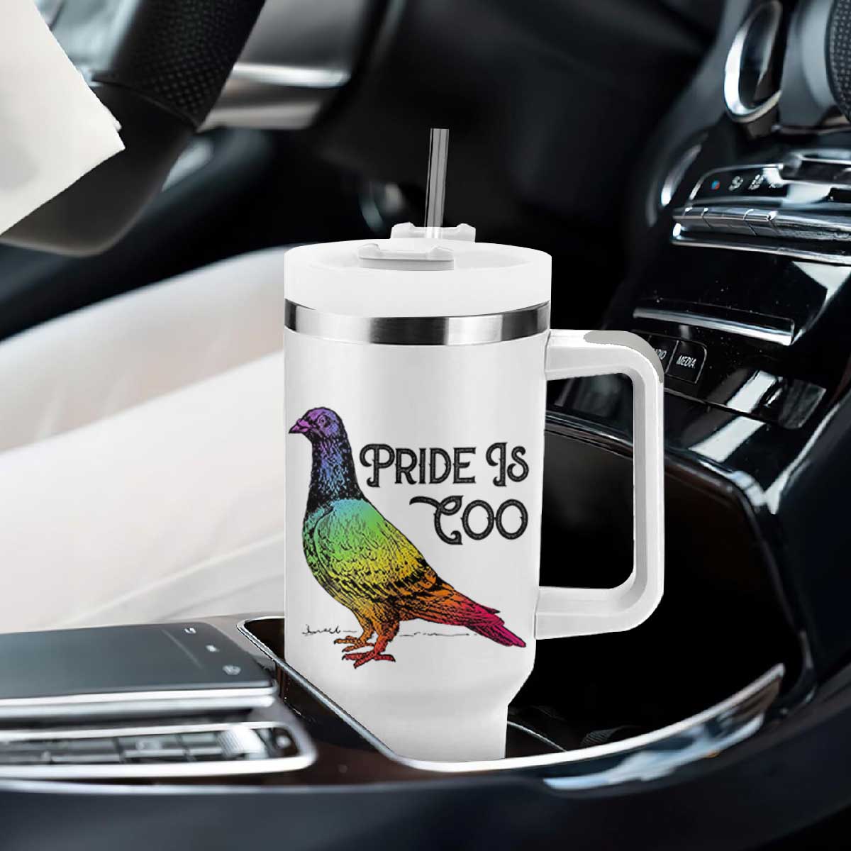 Pride Is Coo Pigeon Tumbler With Handle Funny LGBTQ Pride Month TS14 Print Your Wear
