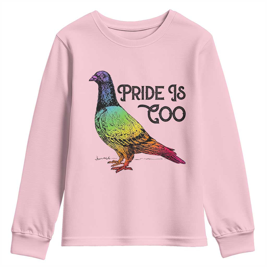 Pride Is Coo Pigeon Youth Sweatshirt Funny LGBTQ Pride Month TS14 Light Pink Print Your Wear