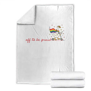 Silly Goose LGBTQ Pride Throw Blanket Off To Be Proud TS14 White Print Your Wear