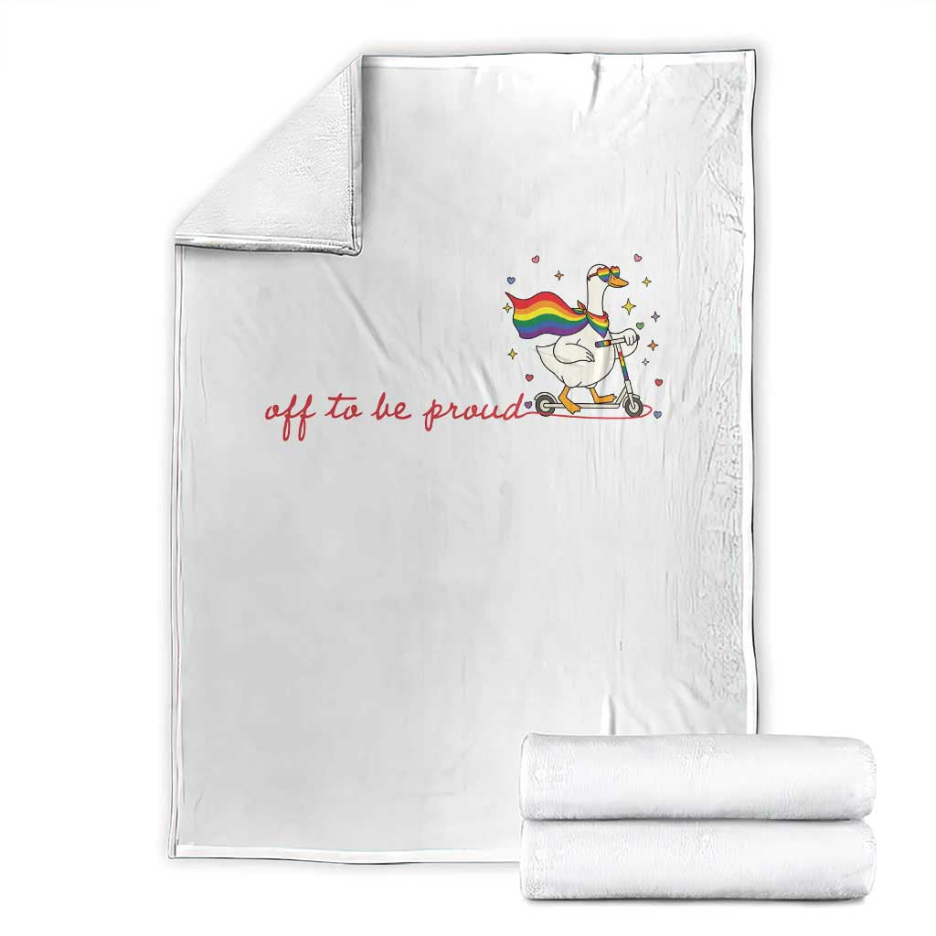 Silly Goose LGBTQ Pride Throw Blanket Off To Be Proud TS14 White Print Your Wear