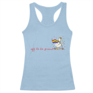 Silly Goose LGBTQ Pride Racerback Tank Top Off To Be Proud TS14 Light Blue Print Your Wear