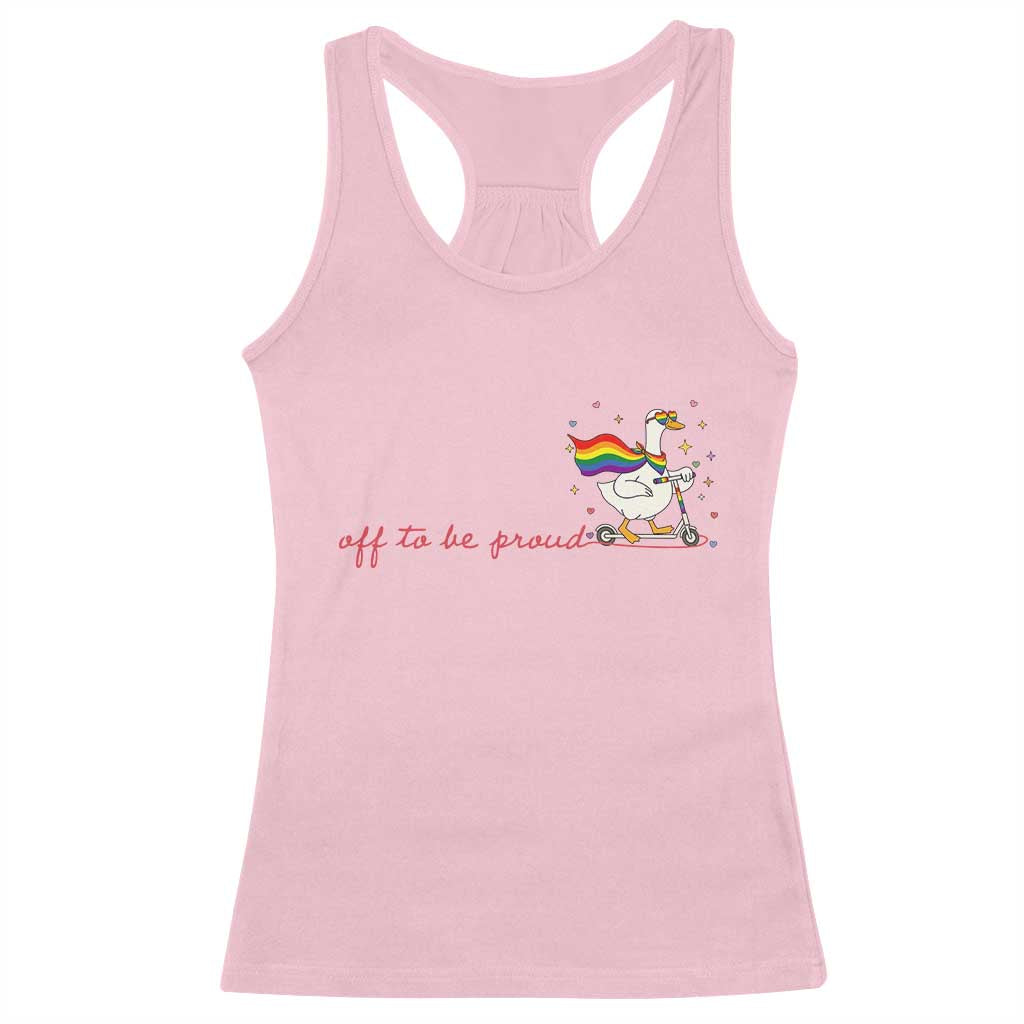 Silly Goose LGBTQ Pride Racerback Tank Top Off To Be Proud TS14 Light Pink Print Your Wear
