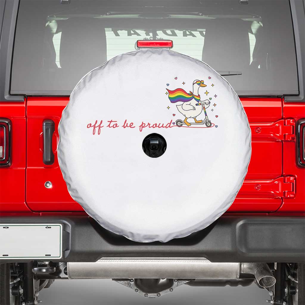 Silly Goose LGBTQ Pride Spare Tire Cover Off To Be Proud TS14 White Print Your Wear