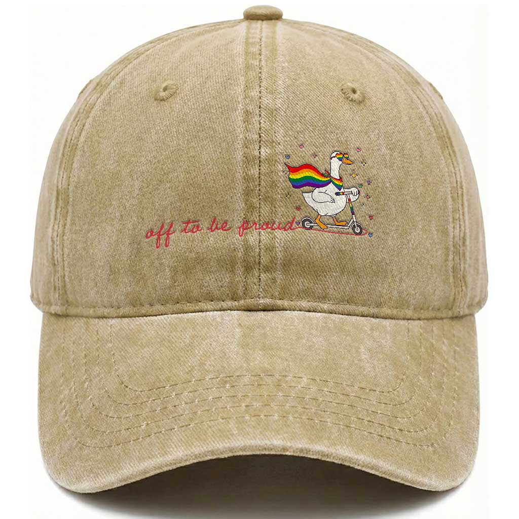 Silly Goose LGBTQ Pride Washed Cotton Baseball Cap Off To Be Proud TS14 Print Your Wear