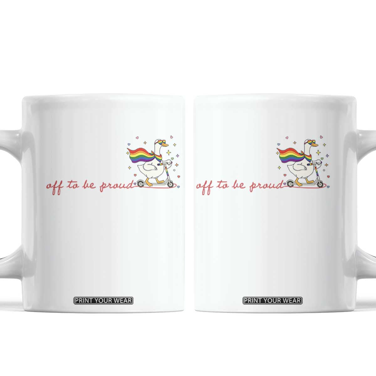 Silly Goose LGBTQ Pride Coffee Mug Off To Be Proud TS14 White Print Your Wear
