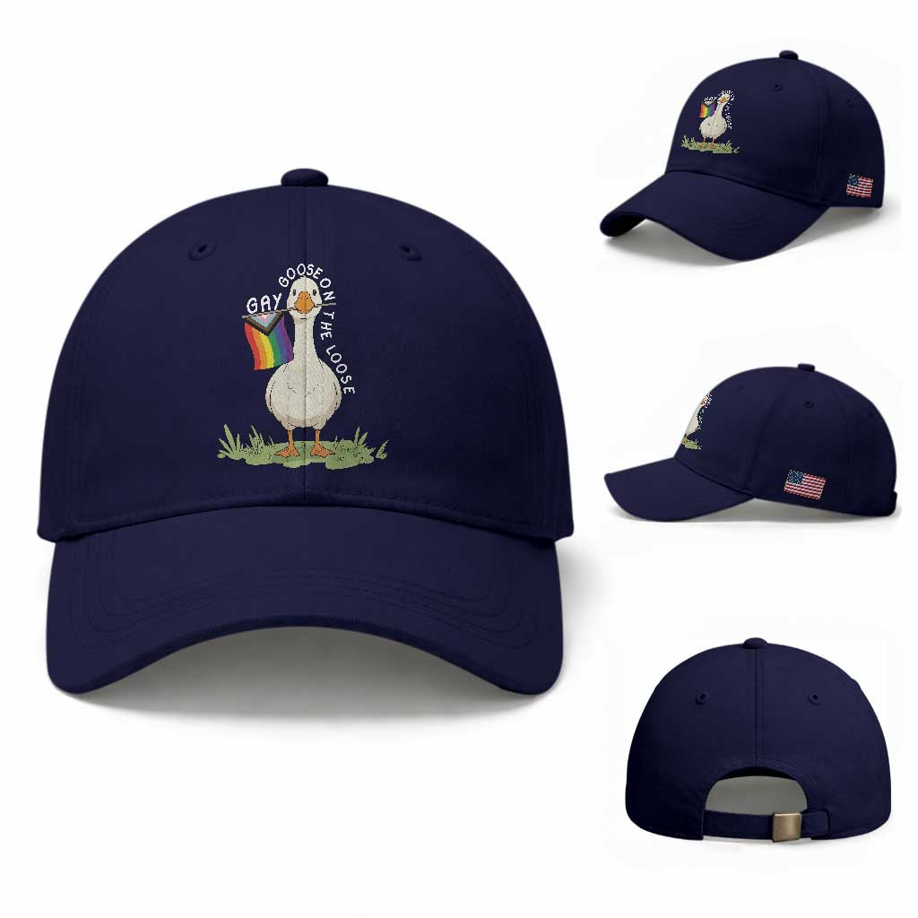 Silly Goose LGBTQ Rainbow Baseball Cap Funny Gay Pride Month TS14 Baseball Cap Universal Fit Dark Blue Print Your Wear