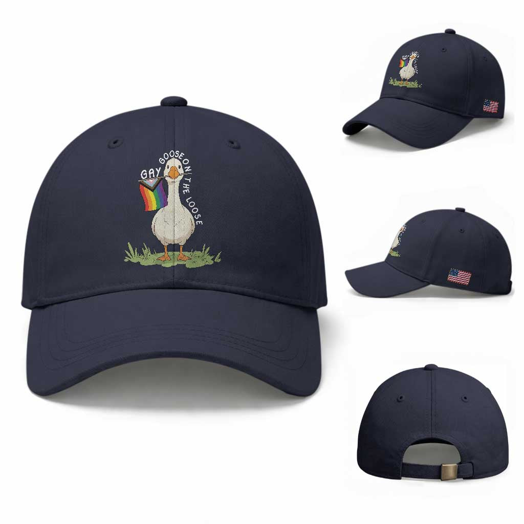 Silly Goose LGBTQ Rainbow Baseball Cap Funny Gay Pride Month TS14 Baseball Cap Universal Fit Navy Print Your Wear
