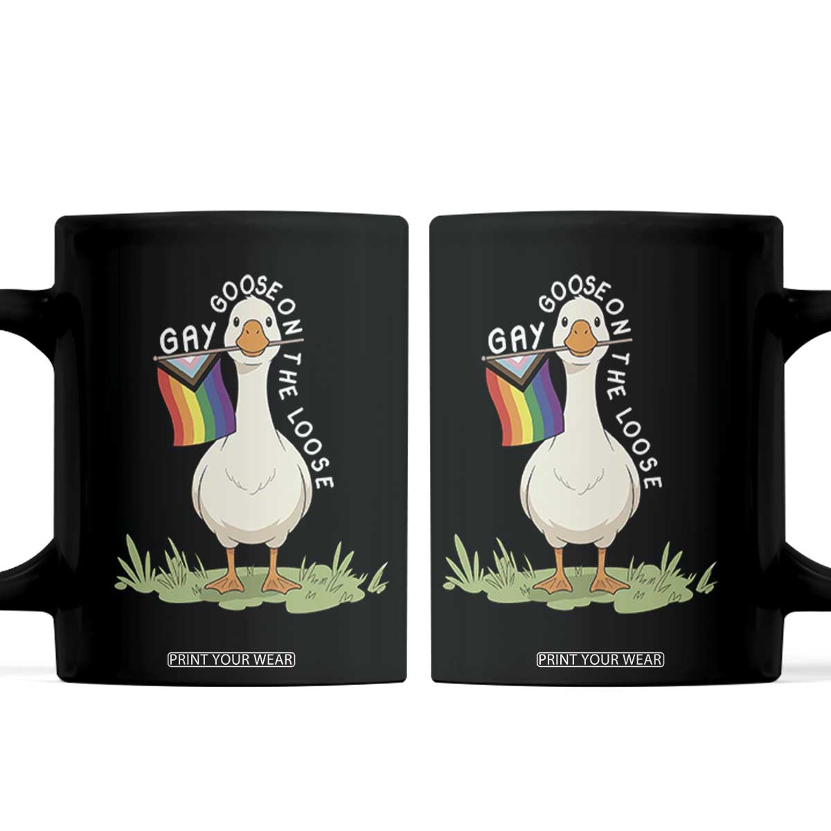 Silly Goose LGBTQ Rainbow Coffee Mug Funny Gay Pride Month TS14 Black Print Your Wear