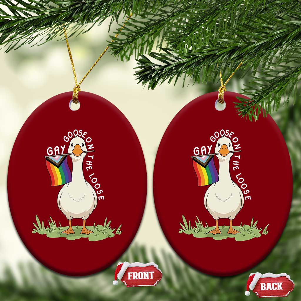 Silly Goose LGBTQ Rainbow Ceramic Ornament Funny Gay Pride Month TS14 Print Your Wear