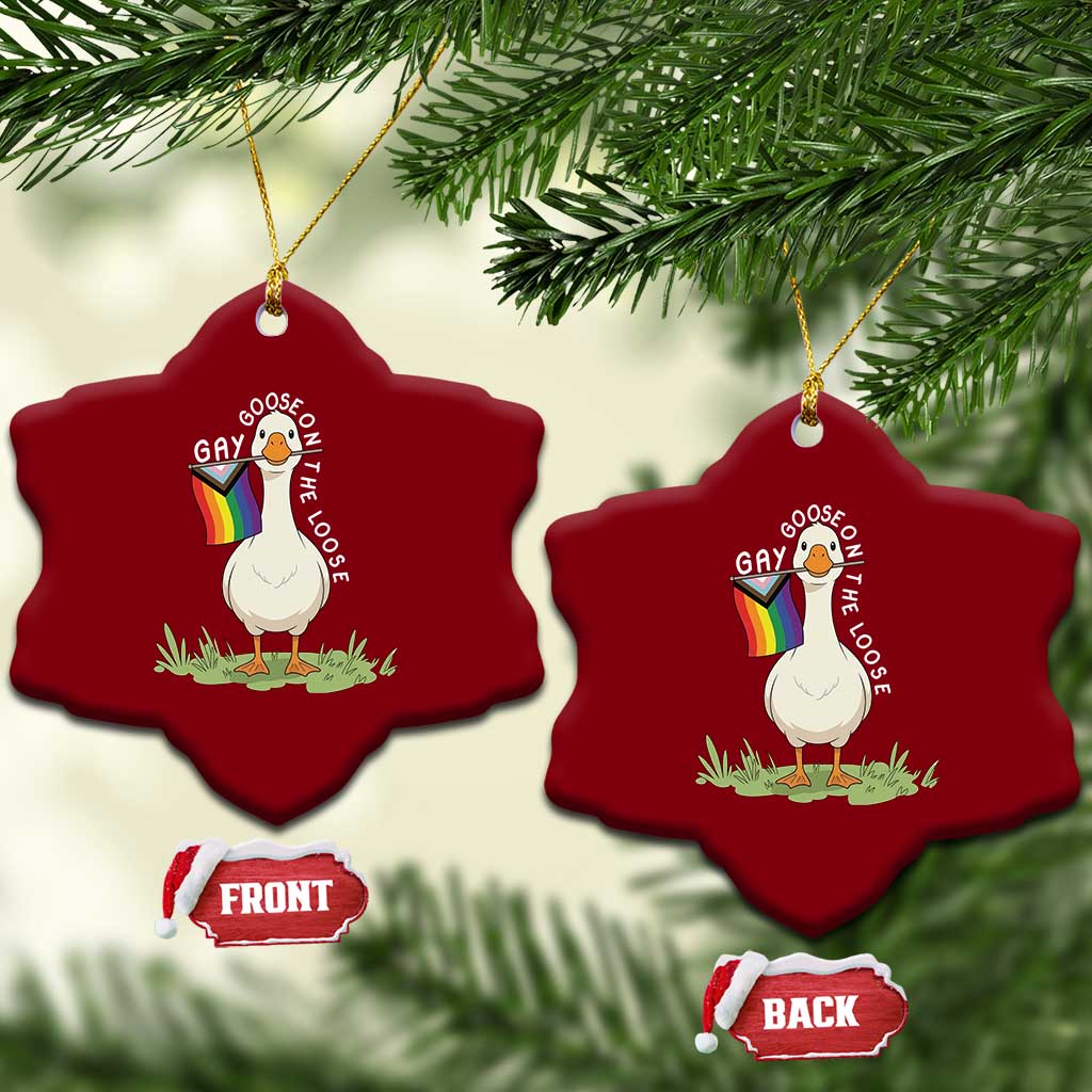 Silly Goose LGBTQ Rainbow Ceramic Ornament Funny Gay Pride Month TS14 Print Your Wear