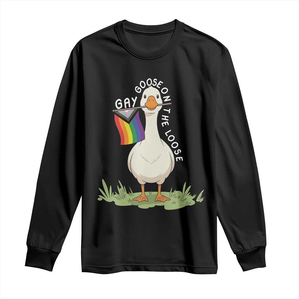 Silly Goose LGBTQ Rainbow Long Sleeve Shirt Funny Gay Pride Month TS14 Black Print Your Wear