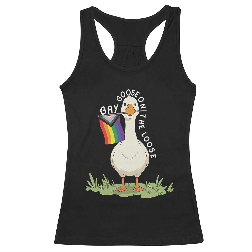 Silly Goose LGBTQ Rainbow Racerback Tank Top Funny Gay Pride Month TS14 Black Print Your Wear