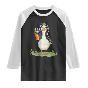 Silly Goose LGBTQ Rainbow Raglan Shirt Funny Gay Pride Month TS14 Black White Print Your Wear
