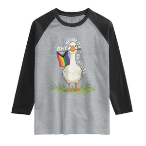 Silly Goose LGBTQ Rainbow Raglan Shirt Funny Gay Pride Month TS14 Heather Gray Black Print Your Wear