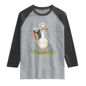 Silly Goose LGBTQ Rainbow Raglan Shirt Funny Gay Pride Month TS14 Heather Gray Heather Charcoal Print Your Wear