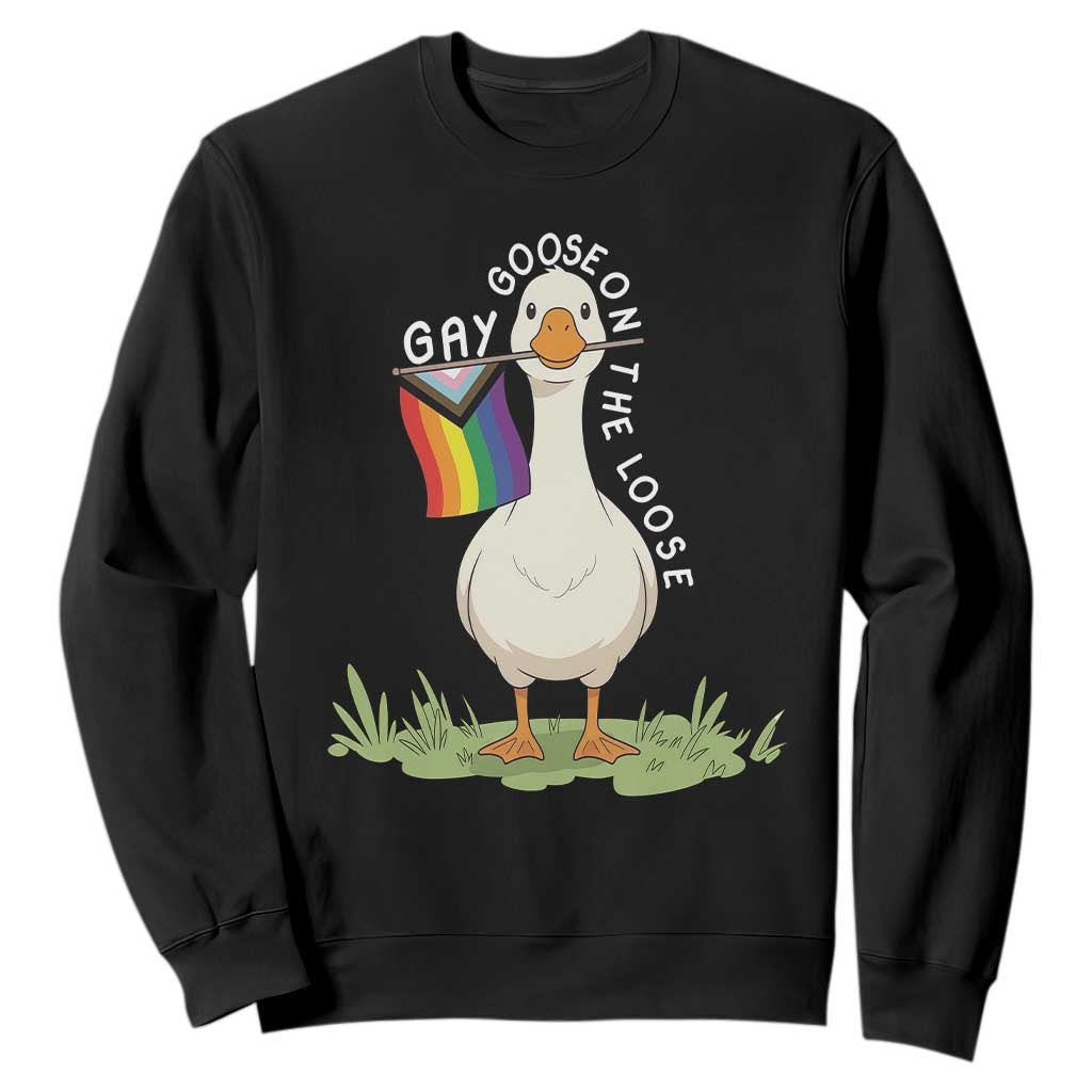 Silly Goose LGBTQ Rainbow Sweatshirt Funny Gay Pride Month TS14 Black Print Your Wear