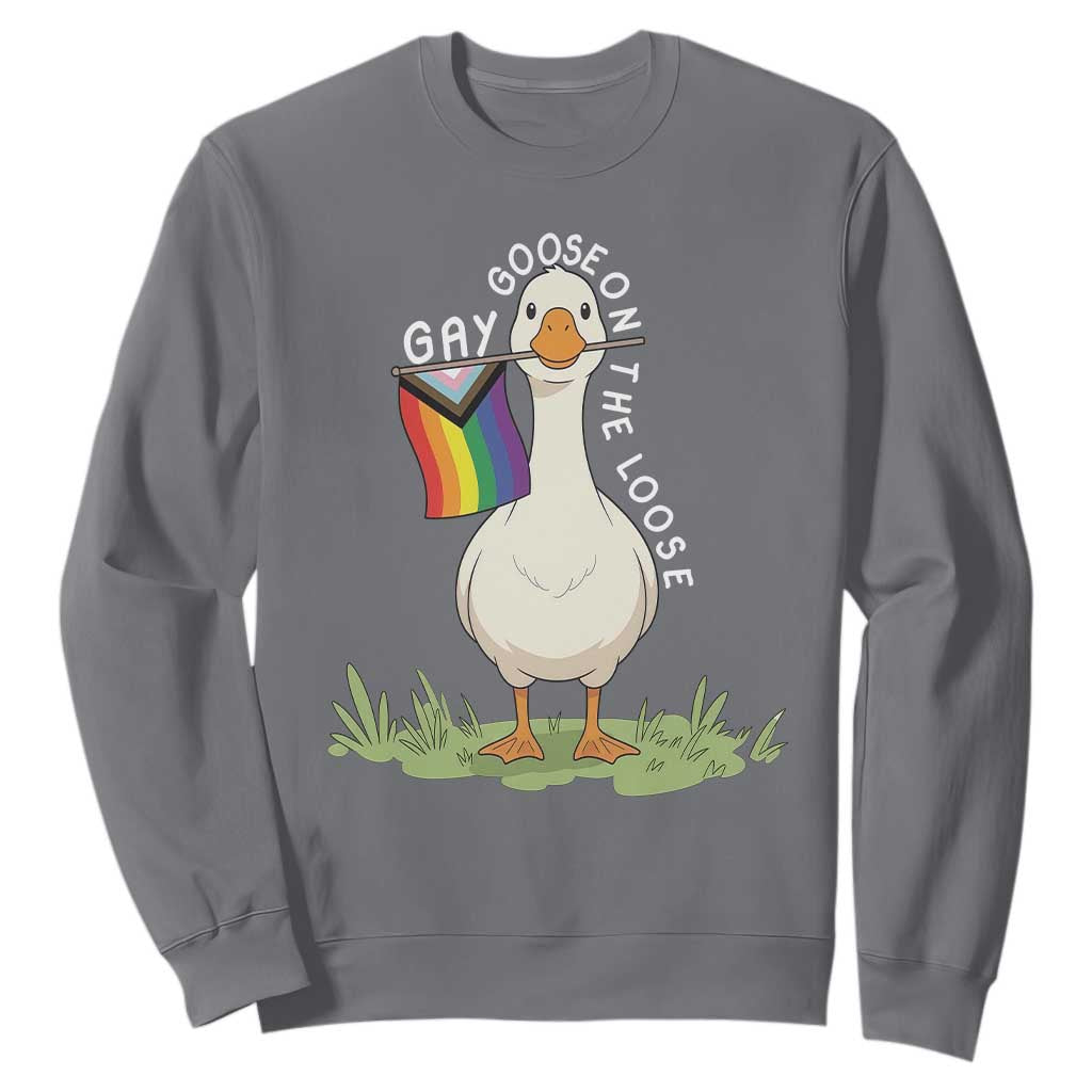 Silly Goose LGBTQ Rainbow Sweatshirt Funny Gay Pride Month TS14 Charcoal Print Your Wear