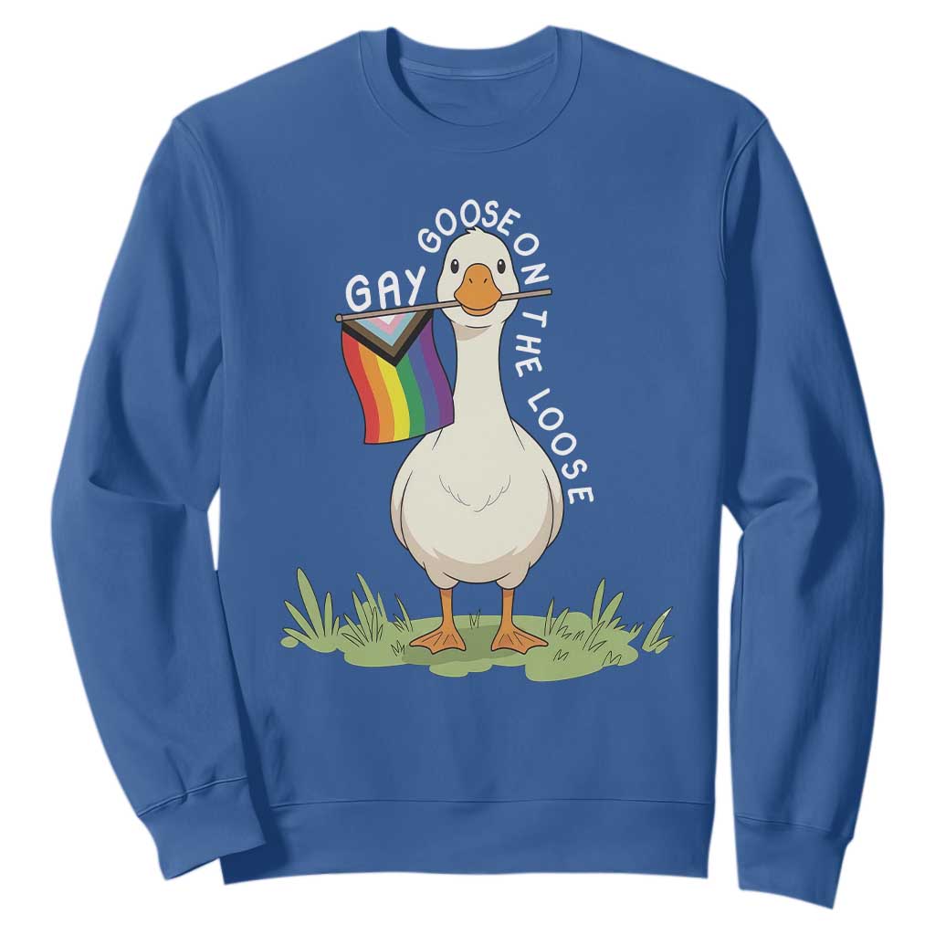 Silly Goose LGBTQ Rainbow Sweatshirt Funny Gay Pride Month TS14 Royal Blue Print Your Wear