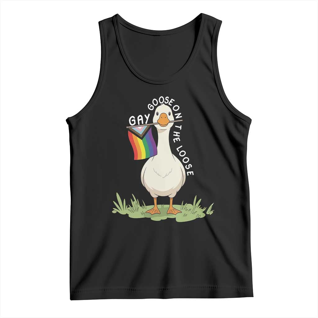 Silly Goose LGBTQ Rainbow Tank Top Funny Gay Pride Month TS14 Black Print Your Wear
