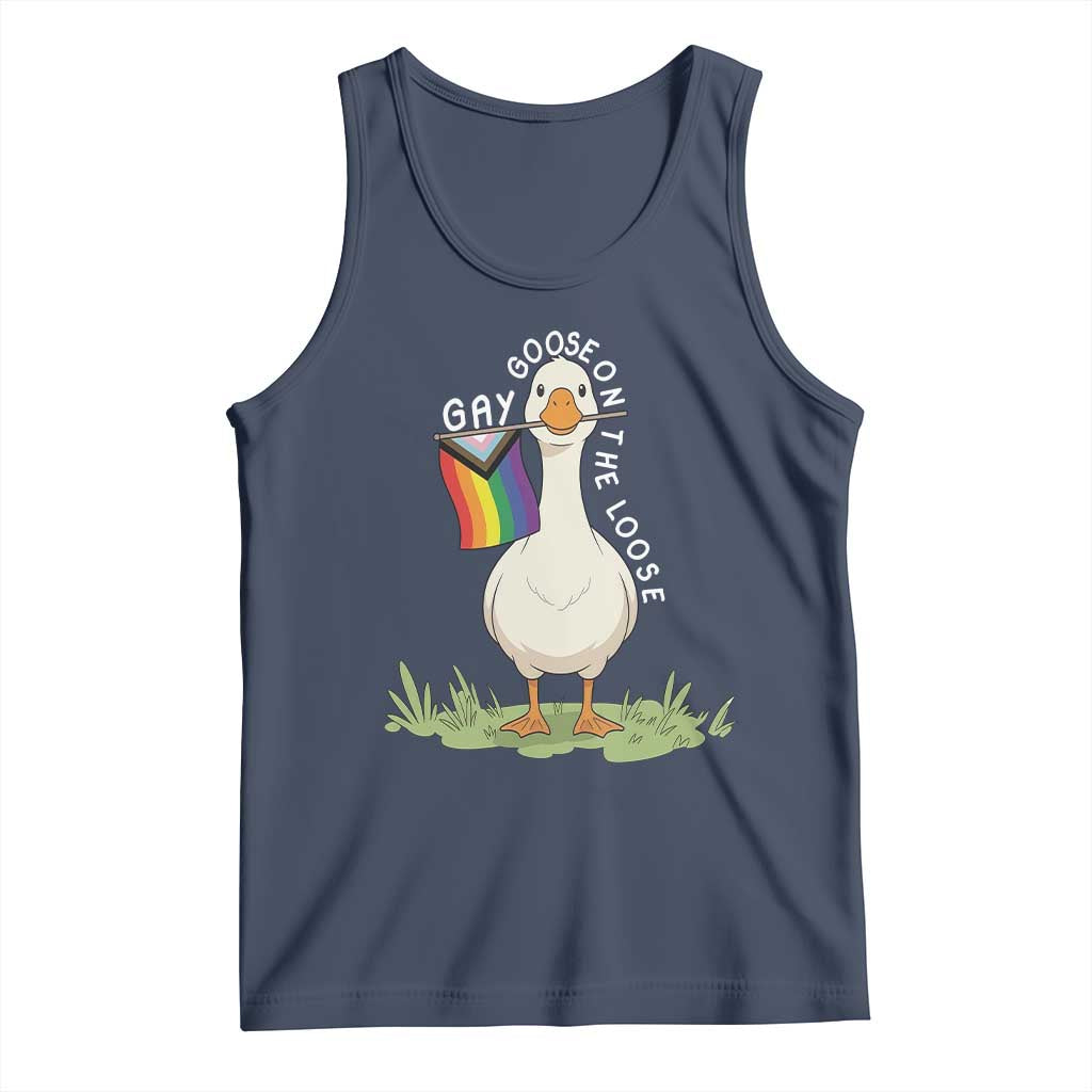 Silly Goose LGBTQ Rainbow Tank Top Funny Gay Pride Month TS14 Navy Print Your Wear