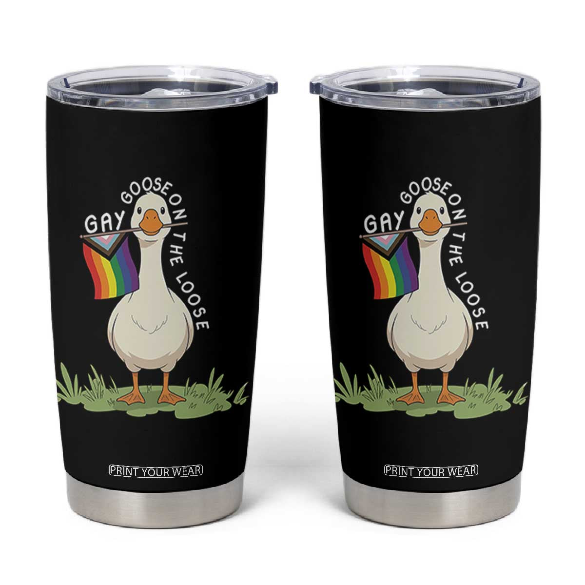 Silly Goose LGBTQ Rainbow Tumbler Cup Funny Gay Pride Month TS14 Black Print Your Wear